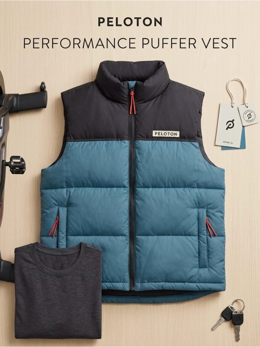 Peloton Men’s Teal & Black Performance Puffer Vest